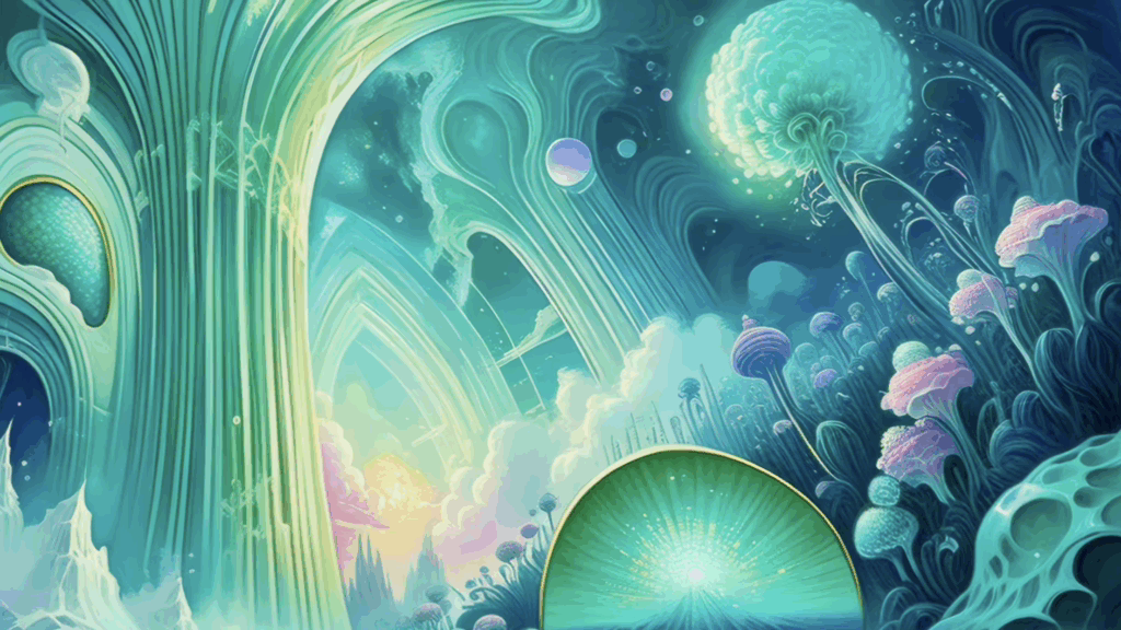 Textured spheres of turquoise and teal liquid light, showcasing a calming color palette for tripping.